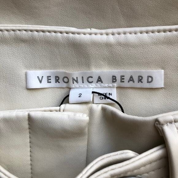 Veronica Beard Ecru Vegan Leather Atala Pants Tapered Leg Women's Size 2 NWT - Picture 11 of 16